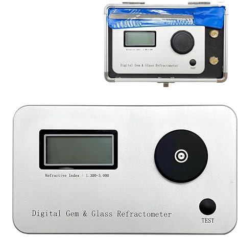Digital Gemstone Refractometer,Professional Jewelry Tester Identification Tool,Gemstone Tester with LCD Screens, Refractive Index 1.300-3.000, Error: +0.005, Accuracy: 0.001, for Jewelry, Jade