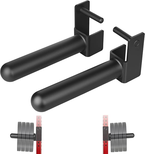 Weight Plate Holder for Squat Rack and Power Rack, 2x2 Rack Attachments with 2”Olympic Weight Horns, Gym Plate Storage Rack, Strength Training Power Rack Accessories(2 Packs, 2 Inch Rounded End)