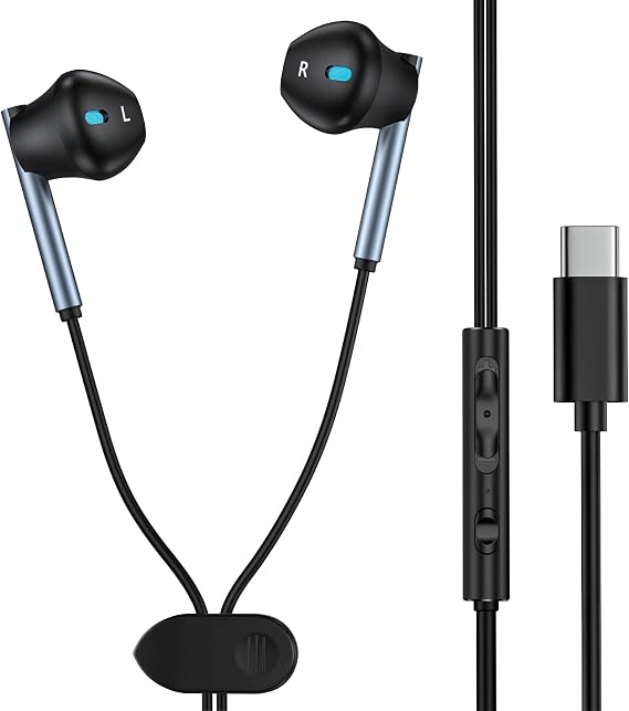 Samsung Headphones Wired USB C for Galaxy A17 A16 5G A35 S25 S24 Plus Ultra FE S23 S22 S21 A55 A54 Z Fold6, Andriod Phone Earbuds Wired USBC Wire Earphones Headsets, Control Microphone, Volume,Music