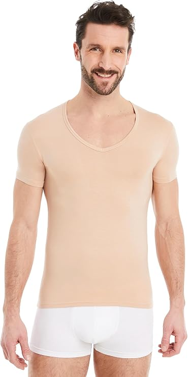 FINN Men's Invisible Undershirt V Neck - Short Sleeve Modal Vest Top