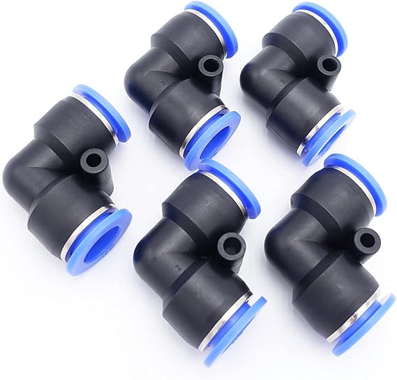 Push to Connect Fitting 1/2" Tube OD, Pneumatic Air Water Elbow Union 90 Deg Swivel Two Way Connector/Coupler (Pack of 5)