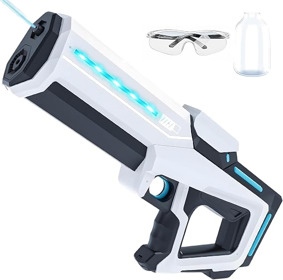 Skirfy Electric Water Gun, High Speed Continuous Shooting, LED Light, 15 Seconds Automatic Absorption, Maximum Distance of 32.8 ft 10 m, Protective Glasses, Spare Bottle, Full Body Waterproof, Large