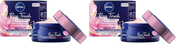 NIVEA Aqua Rose Kırışıklık Karşıtı Gece Yüz Bakım Kremi 50ml, Kalsiyum, İnce Çizgi Görünümü, Sıkı Cilt (2 paketi)