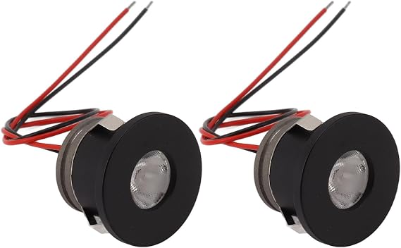 Qcwwy 2PCS Recessed Mini LED Spotlight, 12V Under Cabinet LED Lights Mini Spotlights 80LM Small LED Spotlight Jewelry Cabinet Display Case Accent Light