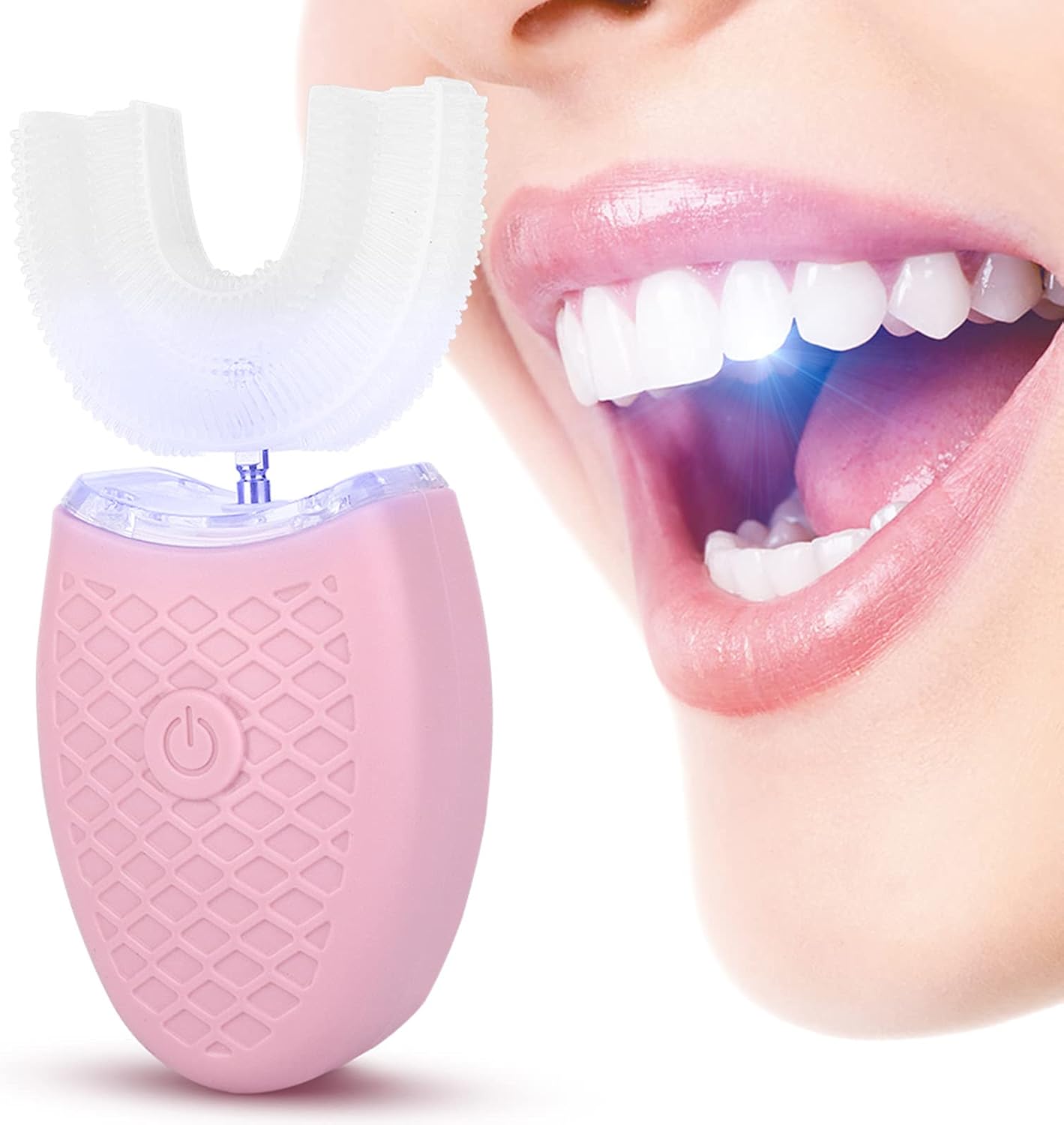 U Shape Electric Sonic Toothbrush, 4 Gears Adjust Cold Light Teeth Whitening Device Automatic Adult Toothbrush Oral Care Tool