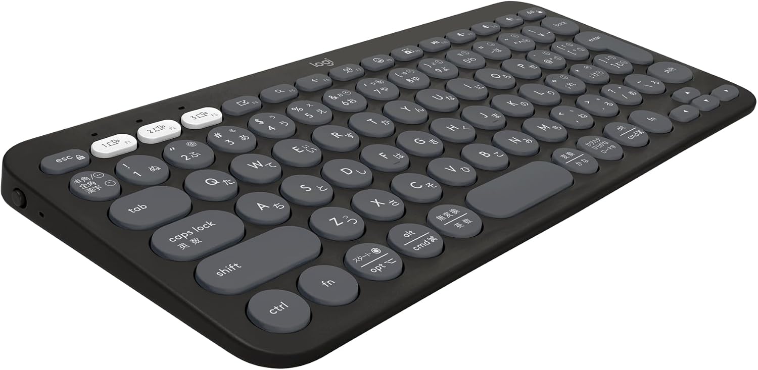 Logitech Wireless Keyboard, PEBBLE KEYS 2 K380sGR, Thin, Lightweight, 14.2 oz 415 g, Compact, Bluetooth, Logi Bolt, Wireless, Easy Switch, Japanese Layout, 36 Months Battery Life, Windows, Mac, iPad, iOS Android, Chrome K380s, Graphite