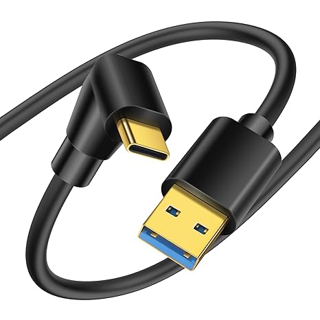 YACSEJAO 90 Degree USB Type C Cable USB 3.0 A to USB C Up & Down Angle Fast Charging Cable Compatible with Notebook PC Tablet Phone and More (0.25 m / 0.8 ft)