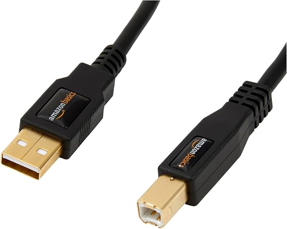 Amazon Basics USB A to B Male USB 2.0 Cable Gold Plated 1.8m for Printer
