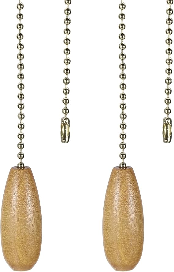 PATIKIL Ceiling Fan Pull Chain Extender, 2Pcs 12" Decorative Wooden Pendant Extension Chains Beaded Ball Pulls Cord Extender for Ceiling Fans Light Lamp Chandelier, Deep Wood Color [Energy Class A]