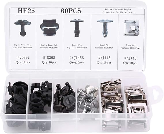 4B Screws Underrun Protection + Underbody Mounting Clip 60 Pieces 5 Types Car Engine Underbody Cover Floor Protection Mounting Clip