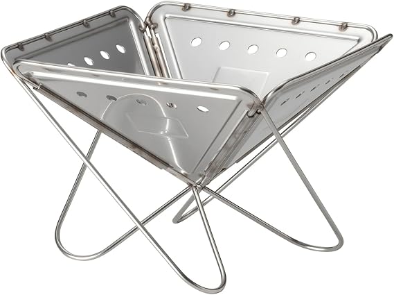 Snow Peak Pack & Carry Fireplace, Small, stainless steel foldable & portable firepit, for camping and outdoor cooking