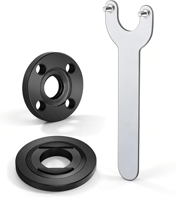 Angle Grinder Nuts & Wrench Kit for Inner/Outer Flange, 125mm Angle Grinder Key & Metal Lock Nuts (5/8-11 Thread) Compatible with Milwaukee/Makita/Bosch (1Set Silvery)