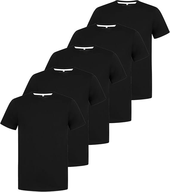 Mens Plain T-Shirts 5 Pack Short Sleeve Crew Neck Cotton Boys Undershirts Running Gym Sport Tees Workwear Workout Tees for Men Non Iron