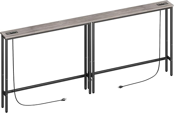 ELYKEN 78.8'' Narrow Console Table with Outlet, Sofa Table Behind Couch
