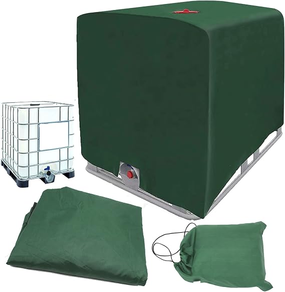 Ibc水タンク保護カバー Ibcトートカバー 1000l 275ガロン ターポリン保護カバー Ibcタンクコンテナウォータータンク用保護フード グリーン