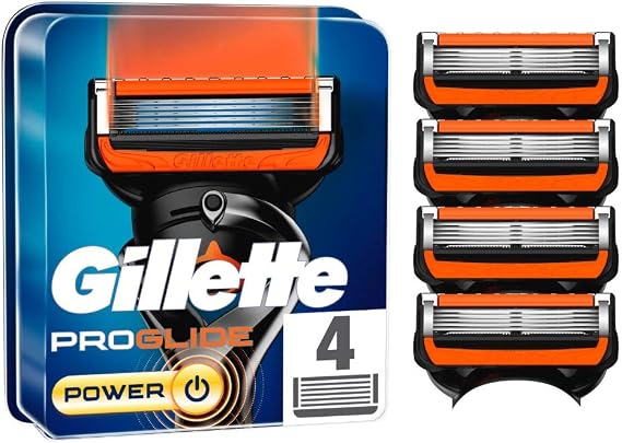 Gillette ProGlide Power Razor Blades, 4 Replacement Blades for Men's Wet Razors with 5-Blade Blade, Pack of 4