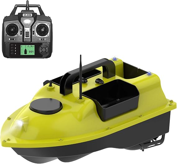 GPS Fishing Baitboat with 3 Bait Containers, Automatic Baitboat with 400-500M Remote Range, Black