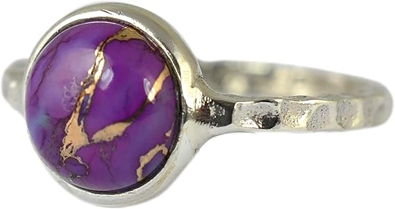 Turquoise Round Ring 925 Sterling Silver Handmade (F to Z UK)