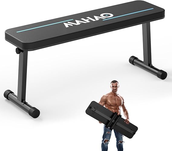 Weight Bench, Flat Bench, Foldable Fitness Flat Bench for Full Body Training, Weight Bench Training Bench for Home Gym, Black