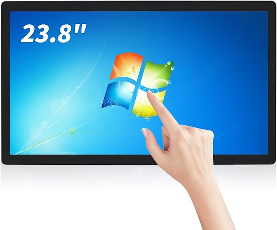 23.8 inch Touch Screen All-in-One Industrial PC, Intel i3, 4GB RAM, 128G SSD, 16:9 FHD 1080P, Windows 10, Smart Board for Classroom, Meeting & Game, USB, VGA & HD-MI Monitor