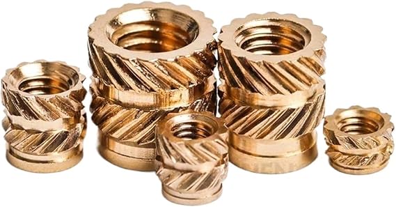 Threaded Inserts Hot Melt Thread Knurled Brass Insert Nut Copper Female Threaded Inserts Thread Knurled Brass Nuts(L4mm,M1.2(OD 2mm) 100pcs)