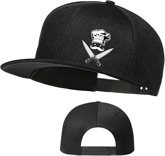 Snapback Hats for Men Flat Bill Brim Hats for Women Fitted Hat Skull Hats Cool Adults Baseball Cap Black Rock N Roll Caps