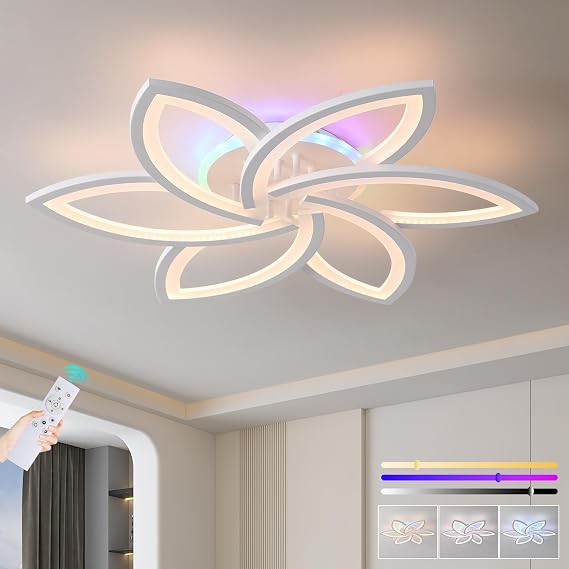 LED Ceiling Light 50W Dimmable RGB Flower Flush Ceiling Light [Energy Class E]