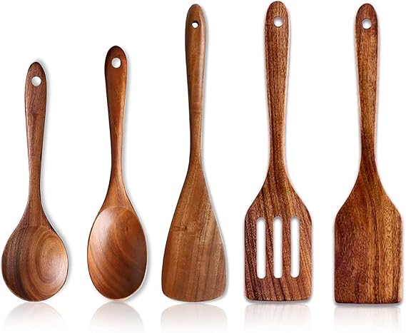 Non Toxic Wooden Kitchen Utensil Set Wooden Spoons for Cooking Spatula Set