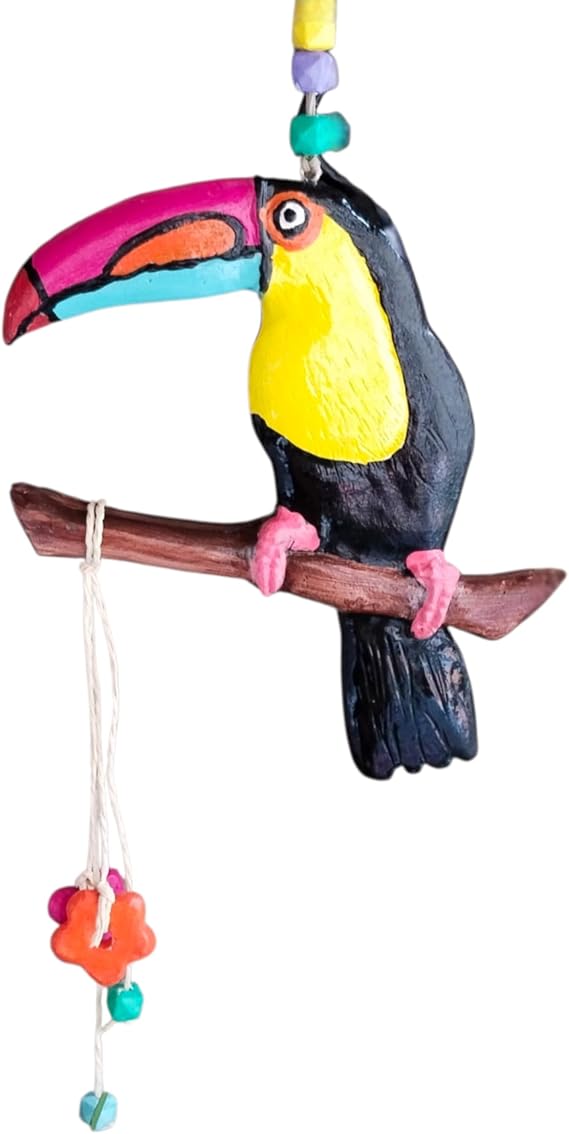 Decorative Toucan Bird Wall Ornament, Handmade, 1 piece with Colorful Beads
