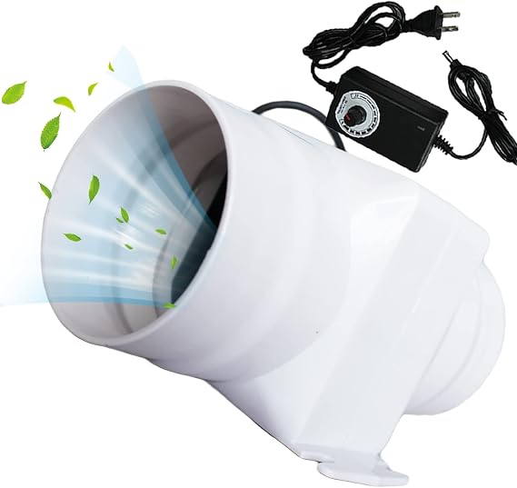 Small Inline Exhaust Fan 3 Inch 12V Variable Duct Fan Plastic Extractor Pipe Blower for Hvac Heating Cooling Booster Grow Tents Hydroponics (Color : Adjustable Speed, Size : 20w)