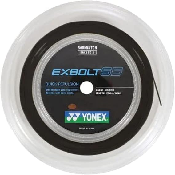 Yonex EXBOLT 65 Badminton String - 200m Reel, Black