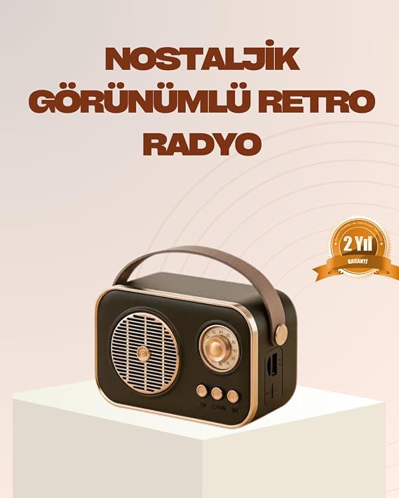 Retro Bluetooth Radyo – Nostaljik Tasarım, TF Kart ve USB Destekli