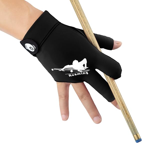 Billiard Pool Glove for Left Hand or Right Hand, 3-Finger Cue Snooker Glove