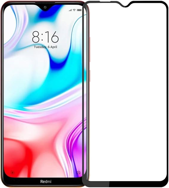 Microsonic Xiaomi Redmi 8 Tam Kaplayan Temperli Cam Ekran Koruyucu Siyah [Redmi 8 ile Uyumlu Ekran Koruyucu]