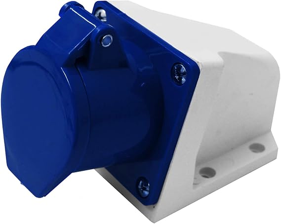 Electraline 80868, Inclined Wall Socket 32A 2P+T, Blue
