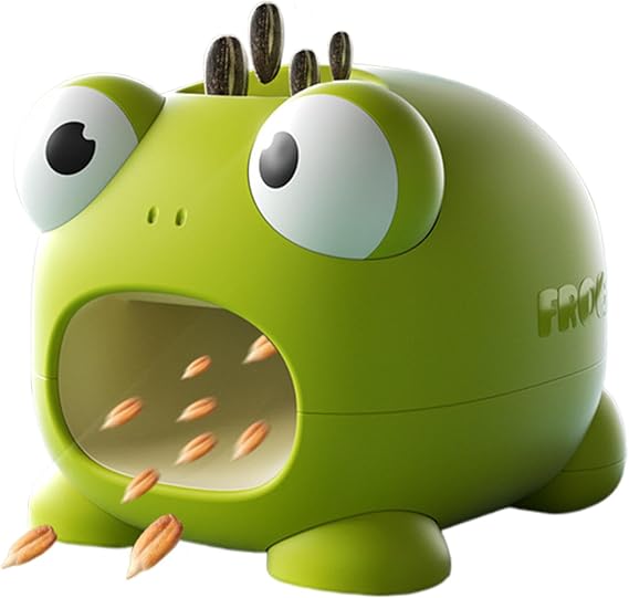 Automatic Sunflower Seed Peeling Machine, Frog Shape Electric Pine Nut Sheller Electric Sunflower Seed Cracker Sunflower Nut Sheller Sunflower Nut Peelers Tool for Boys Girls, 9.8x11x9.2cm