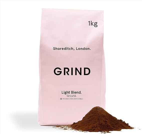 Grind Light Blend Ground Coffee – 1kg Bag – 100% Arabica – Suitable for Cafetière, Moka Pot, AeroPress and Filter Brew – Ethically Sourced and Locally Roasted – Light Roast