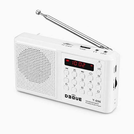 Y-096 Bluetoothlu Şarjlı Cep Radyosu, 18650 Pilli Taşınabilir FM Radyo, USB ve TF Kart Destekli, Type-C Şarjlı, LED Fenerli Acil Durum ve Deprem Radyosu (Beyaz)