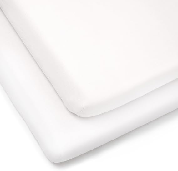 Clair de Lune 2 Pack Jersey Cotton Cot Bed Sheets 70 x 140 cm (White)