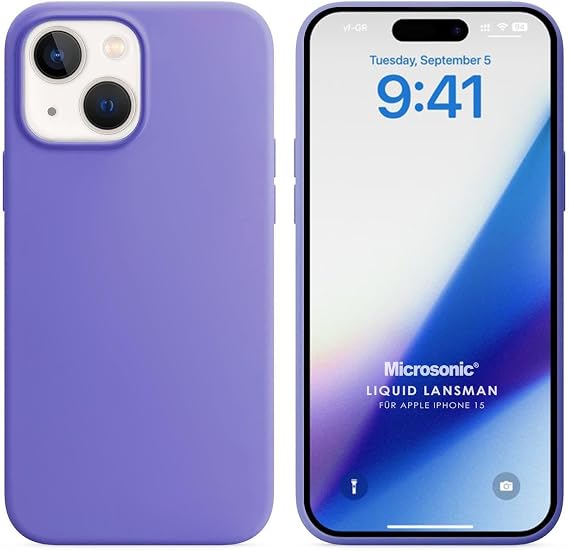 Microsonic Kılıf Apple iPhone 15 için Liquid Lansman Silikon Lila [iPhone 15 ile Uyumlu Kılıf - Lila]