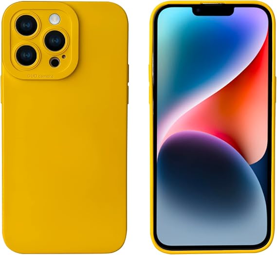 LOOKSEVEN for iPhone 14 Pro Case, Yellow Silicone TPU Rubber Back Cover Case Compatible for iPhone 14 Pro (6.1 inch)
