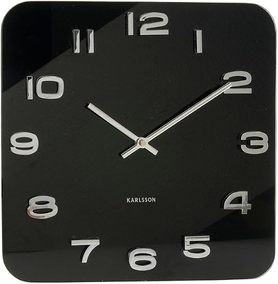 Karlsson Vintage Glass Wall Clock, Black, 35 cm