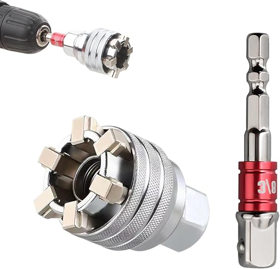 Universal Socket Wrench Tool, Multifunctional Adjustable Socket Wrench Fits Standard 10-19mm, Metric 3/8'' Ratchet Ratchet Wrench, Multi-Function Wrench Repair Kit with Adapter (1)