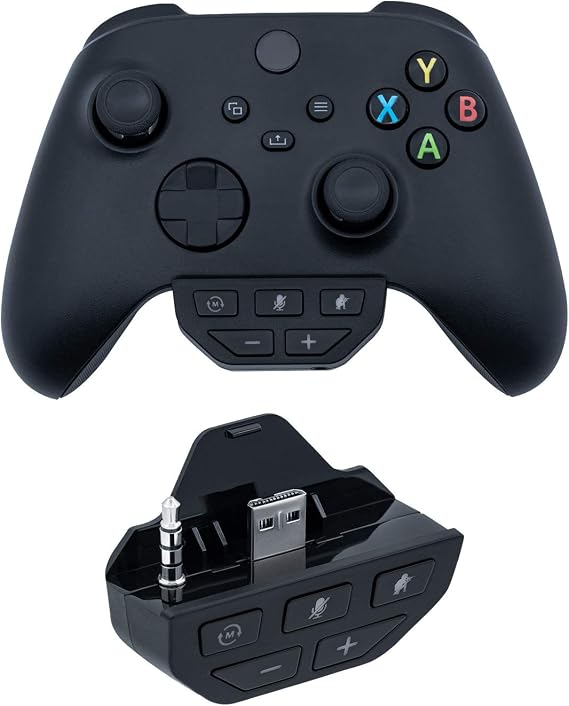Mcbazel Xbox Headset Adapter, Stereo Audio & Mic Mixer with Game/Chat Balance & Volume Control, 3.5 mm Headphone/Mic Adapter for Xbox Series X/S & Xbox One/One S Controllers (Black)
