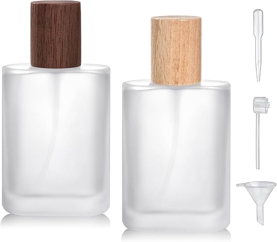 ガラススプレーボトル 香水アトマイザー 2個パック 50ml/1.7オンス 詰め替え可能, クリア, 50ml / 1.7 Oz / 4*2.1 inches, A3-50ml。