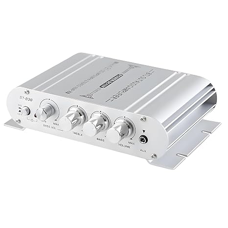 2.1 Channel Mini Amplifier 20W+20W+40W Hi-Fi Power Amplifier DC 12V 2A Subwoofer Amplifier Stereo Bass Treble RCA Input Audio CD MP3 MP4 PC Car Home Speaker