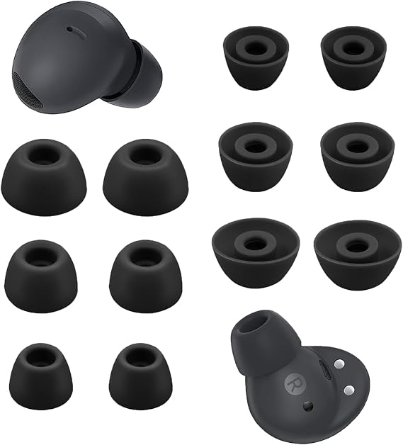 Samsung Galaxy Buds 2 Pro用イヤーチップ 6組 シリコン交換用イヤホンチップ S/M/L、イヤホンイヤーチップバッドセット-ブラック