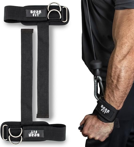 Weight Lifting Straps, 2-in-1 Design with Wrist Support & Double D-Ring Cuff Attachment for Cable Machine Workouts, Heavy Duty Gym Straps for Deadlift & Strength Training