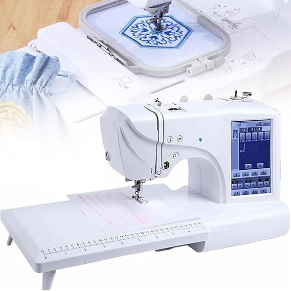 Automatic Sewing Machine, Embroidery Sewing Machine with 7-Inch Lcd Touch Screen, Embroidery Area 10 X 23.5cm and 10 X 10cm, Embroidery Machine for Clothing, Hat, Quilts, Crafts