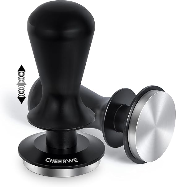 53mm Espresso Tamper, Spring Calibrated Tamper, Coffe Tamper for 54mm Espresso Machine, 100% Flat Stainless Steel Base Tamper, Barista Tool for Espresso Machine